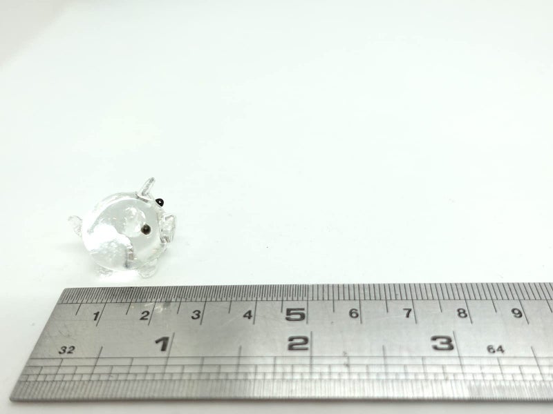 Sansukjai Tiny Pig Miniature Glass Figurine â€“ Handmade Blown Glass Animal â€“ Cute Collectible Pig Sculpture â€“ Fairy Garden Pet DÃ©cor Gift (Clear Cute) - Image 2