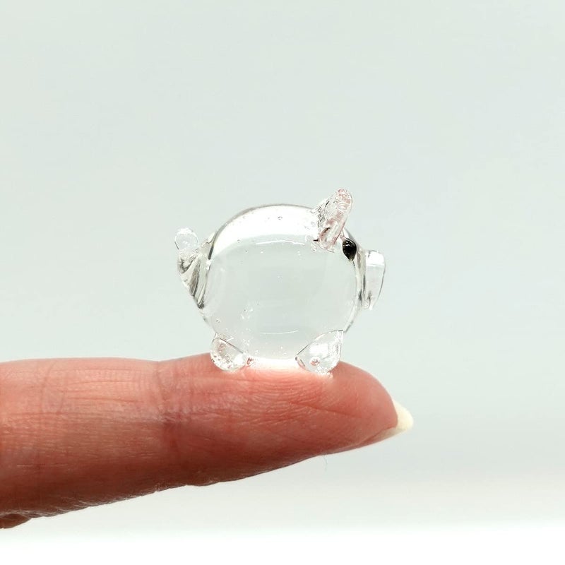 Sansukjai Tiny Pig Miniature Glass Figurine â€“ Handmade Blown Glass Animal â€“ Cute Collectible Pig Sculpture â€“ Fairy Garden Pet DÃ©cor Gift (Clear Cute) - Image 1