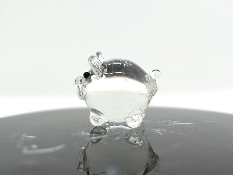 Sansukjai Tiny Pig Miniature Glass Figurine â€“ Handmade Blown Glass Animal â€“ Cute Collectible Pig Sculpture â€“ Fairy Garden Pet DÃ©cor Gift (Clear Cute) - Image 5