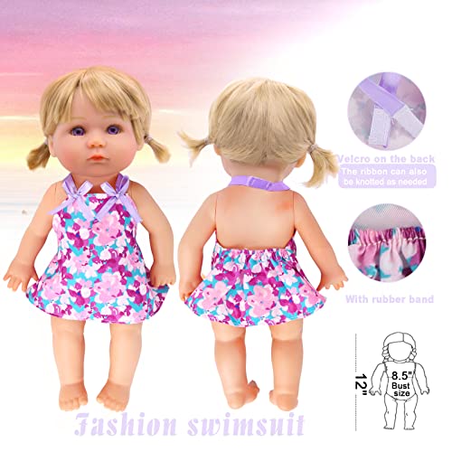 MLcnleS Alive Girl Baby Clothes - 6 Sets 12 Inch Baby Dolls Dress Accessories Include unicorrn Skirt Snow White Dresses Swimsuit Outfits, 12 Inch Doll Clothing for Girls Birthday Xmas Gift - Image 4