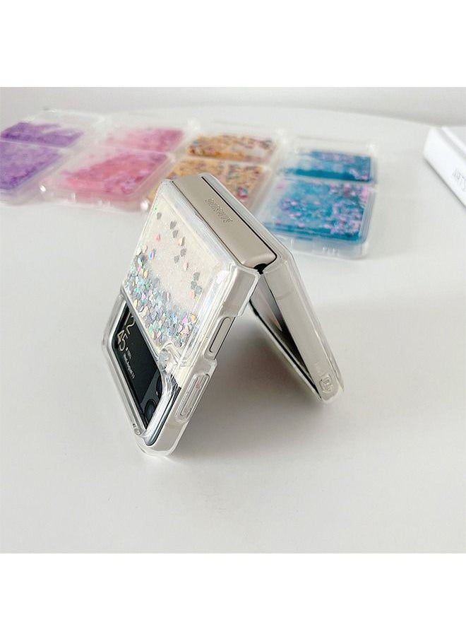 Samsung Galaxy Z Flip 3 Bling Glitter Shiny Luxury Translucency Fold Case, Soft TPU Slim Shockproof Protective Phone Case (Silver)
