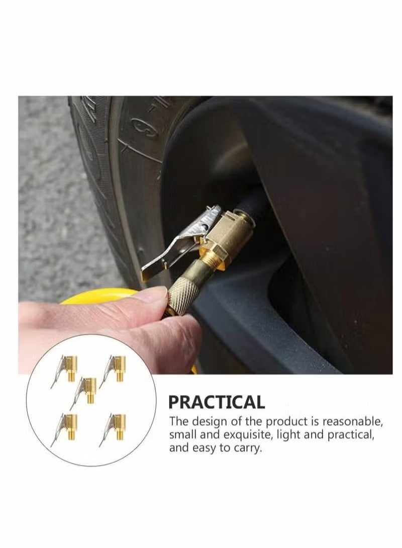 Generic 5pcs Brass Air Chuck Tire Air Chuck Heavy Duty Lock on Tire Inflator Chuck with Clip for Tire Inflator Gauge Compressor Accessories  - Image 4