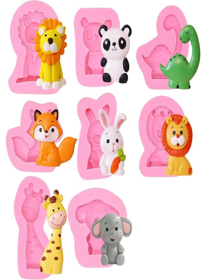 Skytail Animal Fondant Mold Lion Rabbit Chocolate Mold Giraffe Elephant Dinosaur Silicone Molds for DIY Jungle Safari Cake Decorating Molds for Cupcakes Candy Cookies Soap Candles Epoxy Clay Mold - Image 1