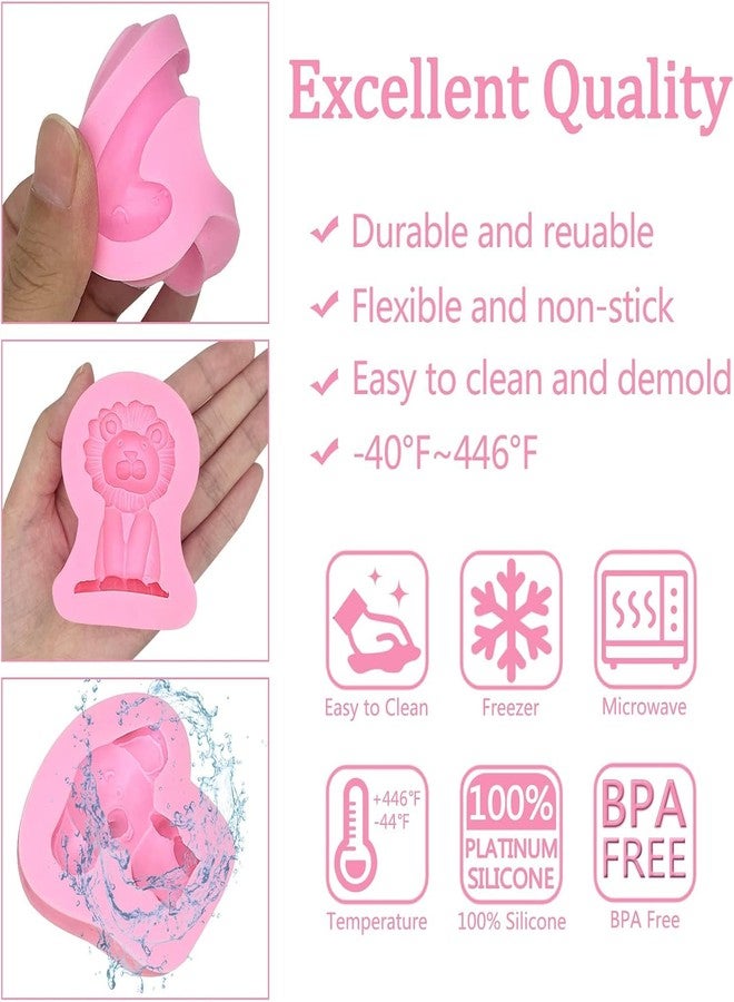 Skytail Animal Fondant Mold Lion Rabbit Chocolate Mold Giraffe Elephant Dinosaur Silicone Molds for DIY Jungle Safari Cake Decorating Molds for Cupcakes Candy Cookies Soap Candles Epoxy Clay Mold - Image 3