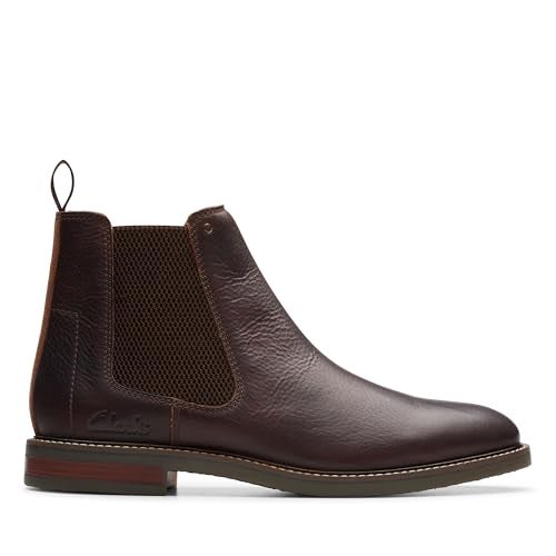 clarks حذاء تشيلسي سهل للرجال من مجموعة كلاركس جاكسن، جلد بني مدبب، 8 عريض أمريكي - Image 2