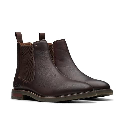 clarks حذاء تشيلسي سهل للرجال من مجموعة كلاركس جاكسن، جلد بني مدبب، 8 عريض أمريكي - Image 5