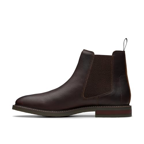 clarks حذاء تشيلسي سهل للرجال من مجموعة كلاركس جاكسن، جلد بني مدبب، 8 عريض أمريكي - Image 3