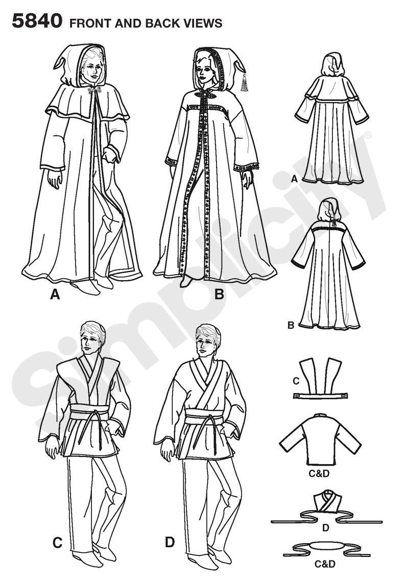 Simplicity Teen's and Adult's Wizard Costume and Ninja Costume Sewing Patterns, Sizes XS-XL - Image 2