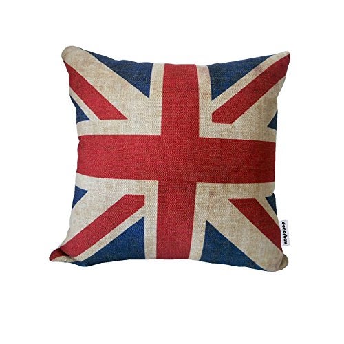 decorbox The Union Jack British Flag Cotton Linen Square Decorative Throw Pillow Case Cushion Cover 18 "X18 - Image 1