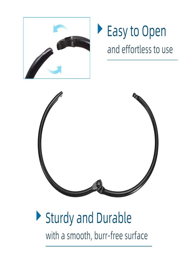 arrccholiy 12 Pack 3 Inch Metal Shower Curtain Rings, Black Snap-Joint Round Hooks for Bathroom Shower Rod - Image 3