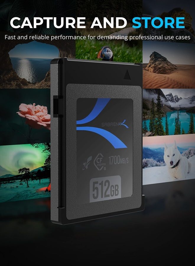 SABRENT Rocket CFX 512GB CFexpress Type B Memory Card R1700MB/s W1500MB/s (CF-XTBT-512) - Image 2