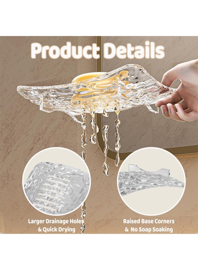 Plastic Soap Dish Holder for Bar Soap, Bathroom Soap Dishes Bar Soap Holder Tray, Soap Dishes for Shower Bathroom, Kitchen Sink Soap Dish, Clear - Image 3