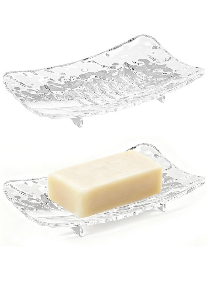 Plastic Soap Dish Holder for Bar Soap, Bathroom Soap Dishes Bar Soap Holder Tray, Soap Dishes for Shower Bathroom, Kitchen Sink Soap Dish, Clear - Image 1