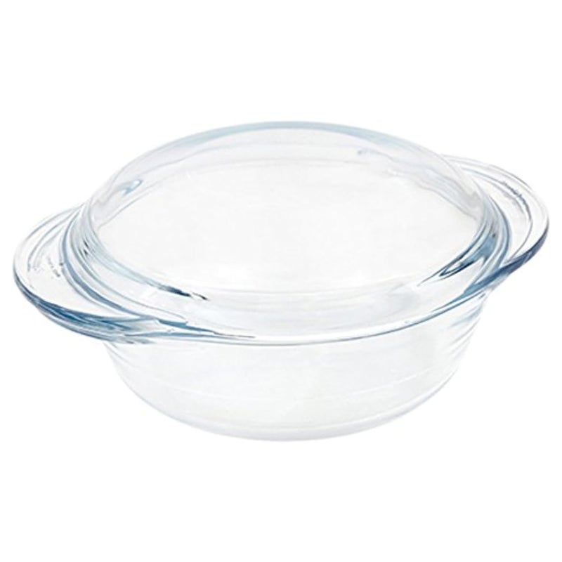 Marinex Small Glass Casserole with Lid, Oven Safe Transparent Bakeware for Lasagna, Cakes, Brownies, Roasting & Casseroles  Heat Resistant Durable Glass Dish for Home & Kitchen - Image 1