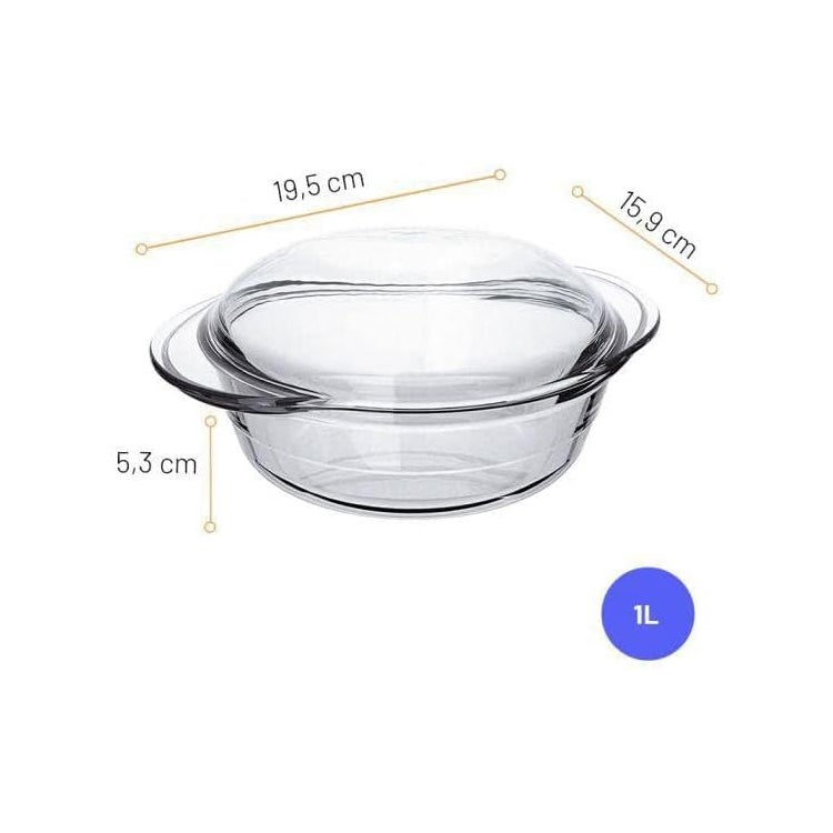 Marinex Small Glass Casserole with Lid, Oven Safe Transparent Bakeware for Lasagna, Cakes, Brownies, Roasting & Casseroles  Heat Resistant Durable Glass Dish for Home & Kitchen - Image 3