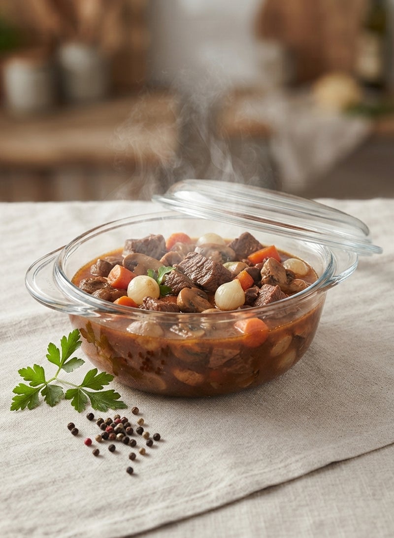 MARINEX Small Glass Casserole with Lid 1.0L – Durable Heat-Resistant Borosilicate Cookware | Transparent Oven-Safe - Image 2