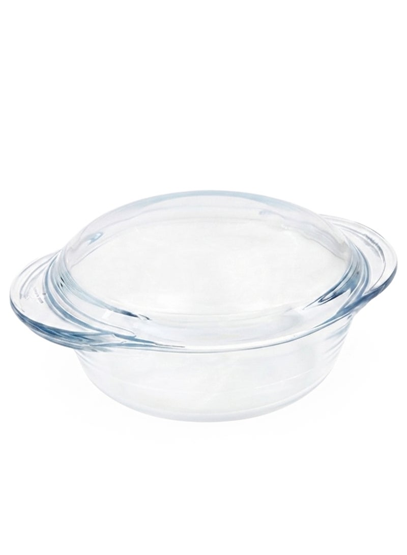MARINEX Small Glass Casserole with Lid 1.0L – Durable Heat-Resistant Borosilicate Cookware | Transparent Oven-Safe - Image 1