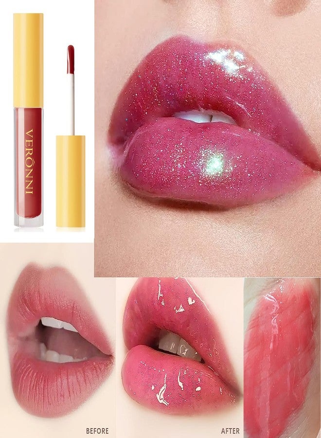 VERONNI 6 Colors Lip Tinted Stain Gloss Set, Hydrating Plumping Liquid Lipstick Set, Moisturizing Clear Lip Oil For Dry Lips, Nourishing Water Glossy Glass Lip Oil Gloss - Image 4
