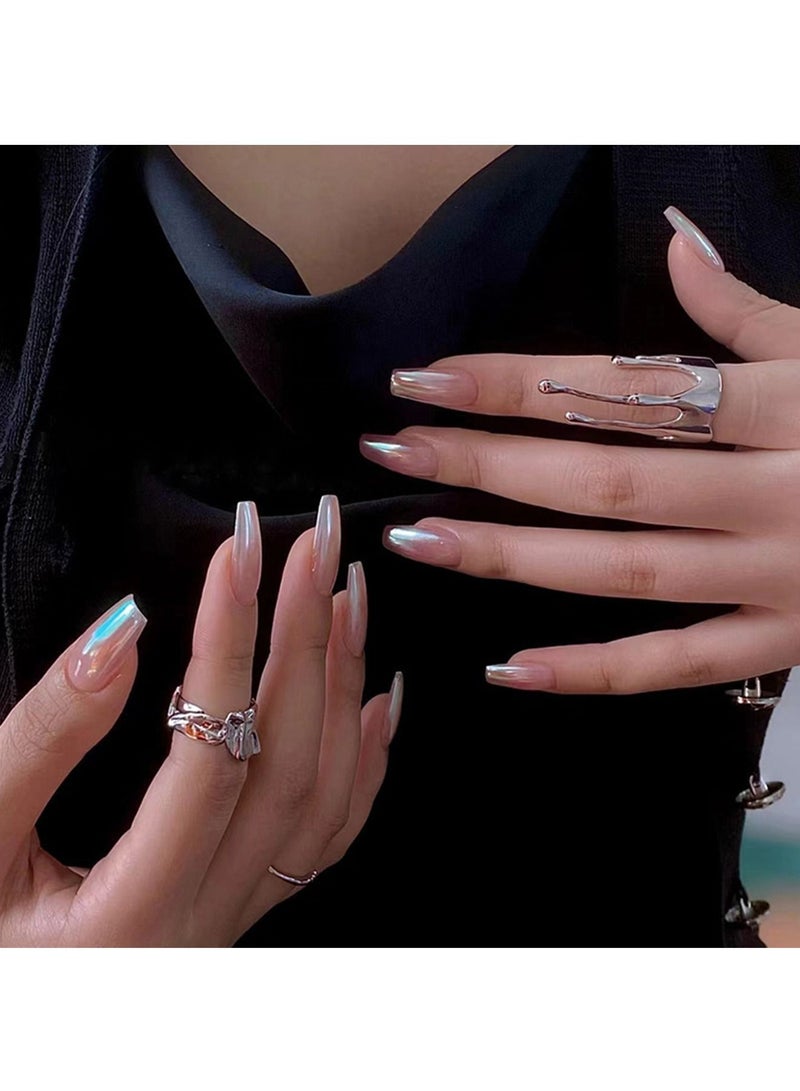 24 Pieces False Nails Set,Universal European And American Manicure, Detachable Nail Stickers - Image 3