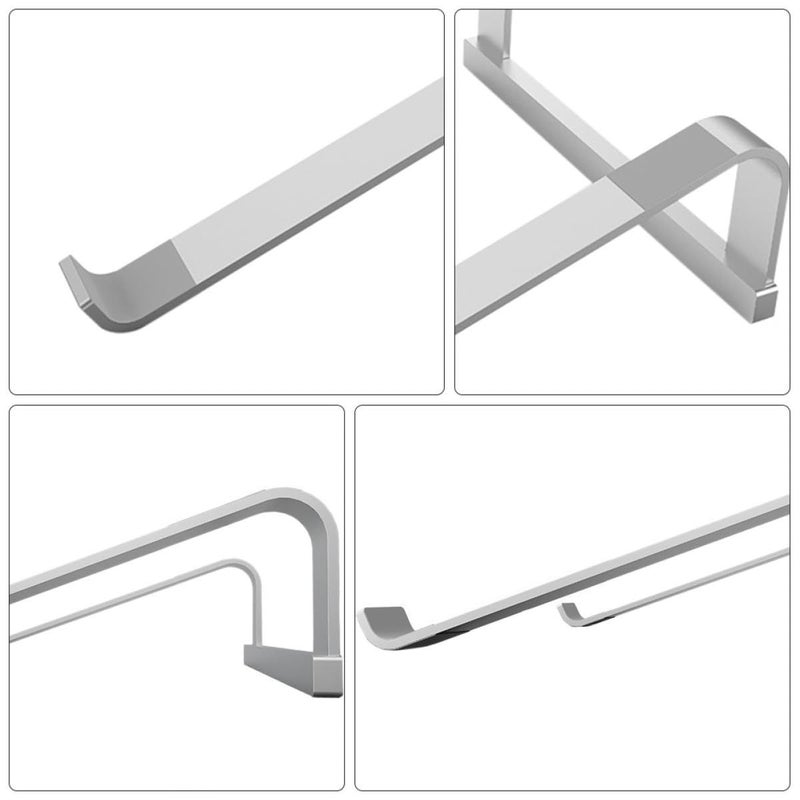 Aluminum Laptop Stand With Cooling Vent Adjustable Height Computer Holder Desk Elevating Rack For Office And Home Use Silver - Image 4