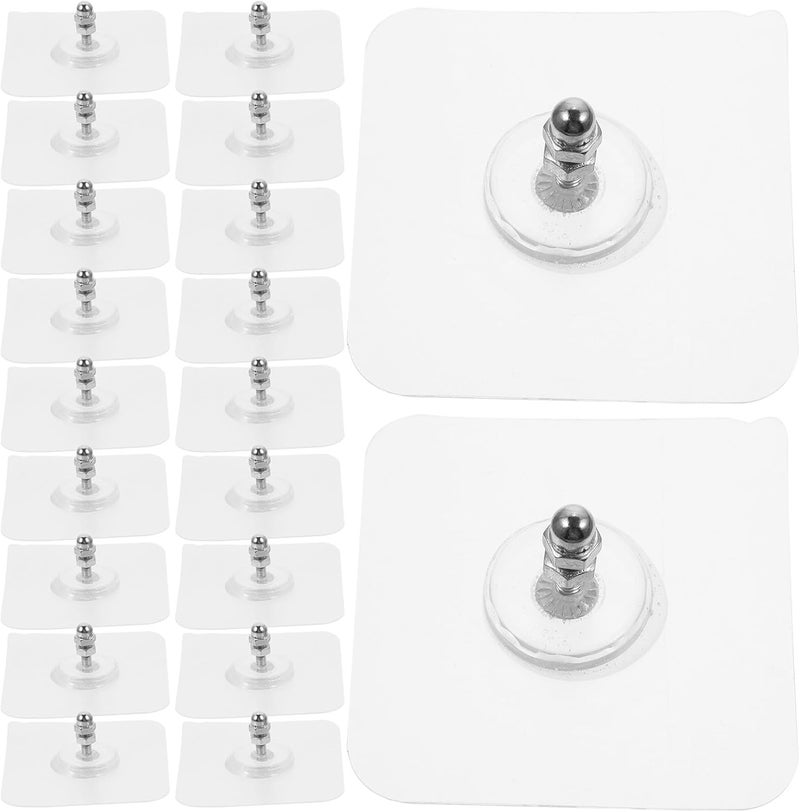20pcs Strong Adhesive Wall Hooks for Coats and Towels, 16mm Screw Rod 6x6cm Square Sticker, No-Drill Heavy Duty Hooks for Home and Kitchen Organization - Image 1