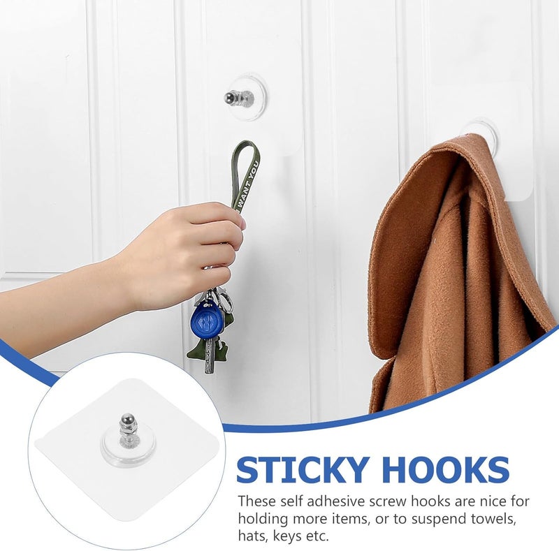 20pcs Strong Adhesive Wall Hooks for Coats and Towels, 16mm Screw Rod 6x6cm Square Sticker, No-Drill Heavy Duty Hooks for Home and Kitchen Organization - Image 3