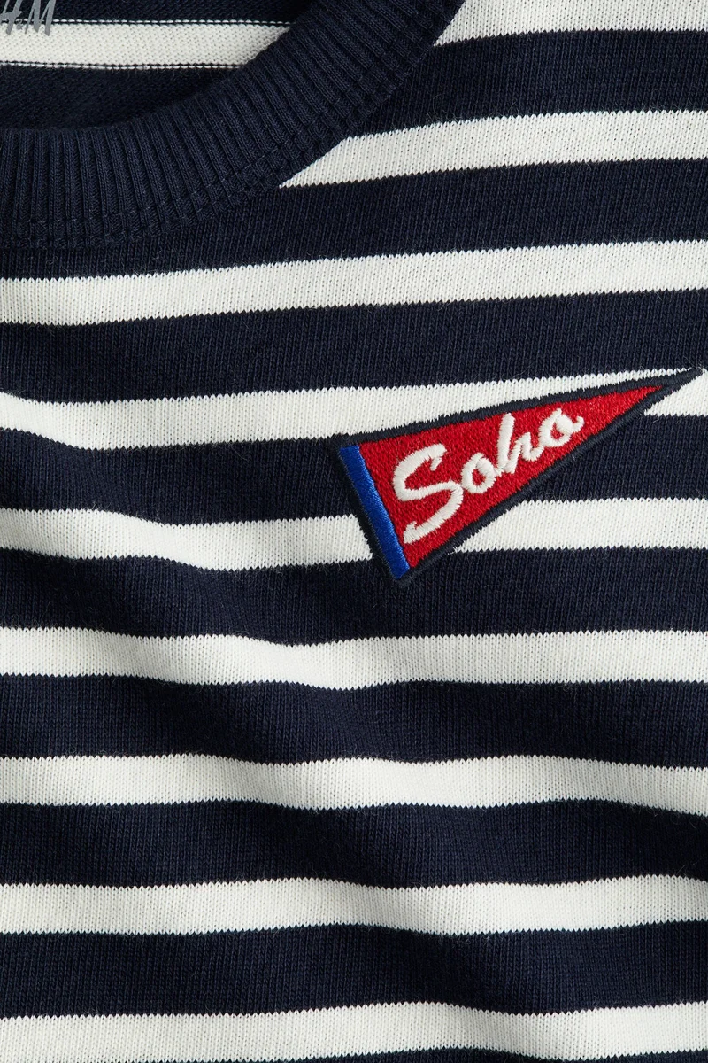 اتش اند ام تي-شيرت قطني بأكمام طويلة