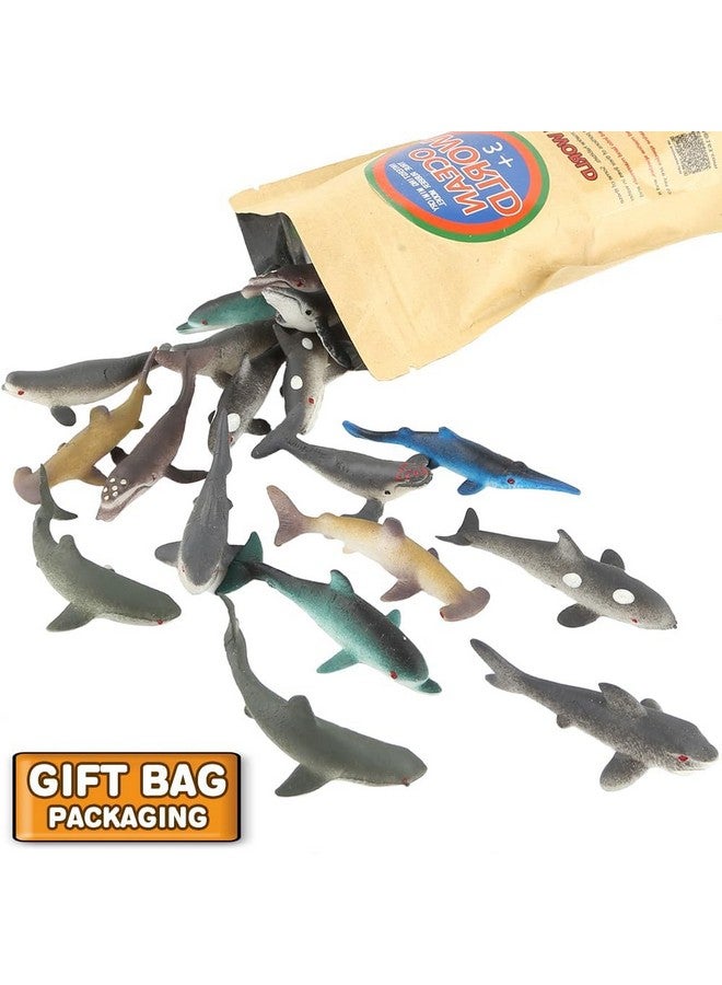 Yeonhatoys 20 PCS Mini Rubber Shark Toy Figure, Super Stretches Bath Toy Set, Material TPR, Ocean Sea Animal Floating Bathtub Toy Party Favors, Realistic Shark Dolphin Whale Toy - Image 2