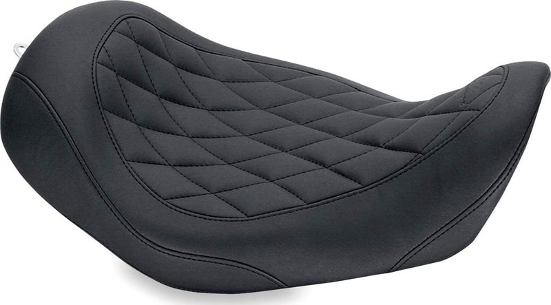 Mustang Motorcycle Seats 76704 Wide Tripper Solo Seat for Harley-Davidson Dyna 2006-'17, Diamond, Black - Image 1