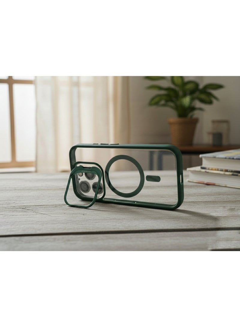 Grace Premium Green Magnetic Clear Case for iPhone - MagSafe Compatible with Enhanced Camera Protection and stand - protective cover for iPhone - Image 4