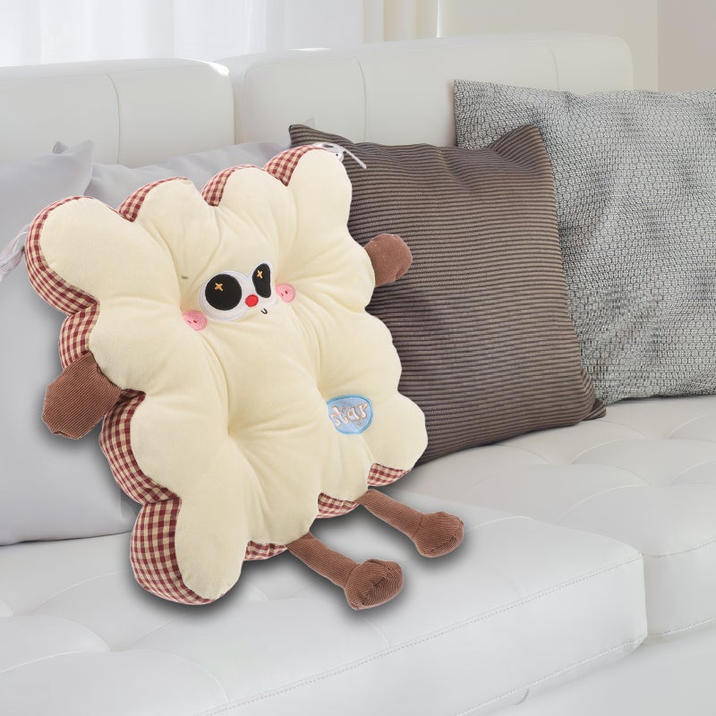 Biscuit Shape Cushion: Seat Cushion - Cookie Chair Pad - Floor Pillow For Chair Living Room Balcony Office (Red Plaid) - Image 3