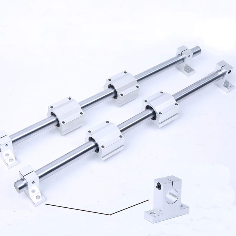 CHUANGNENG Linear Motion Slide Bushing 10mm(.39inch) Dia and 600mm(23.62inch) Horizontal Solid Metal Round Rod with Shaft Support Set of 10 - Image 1