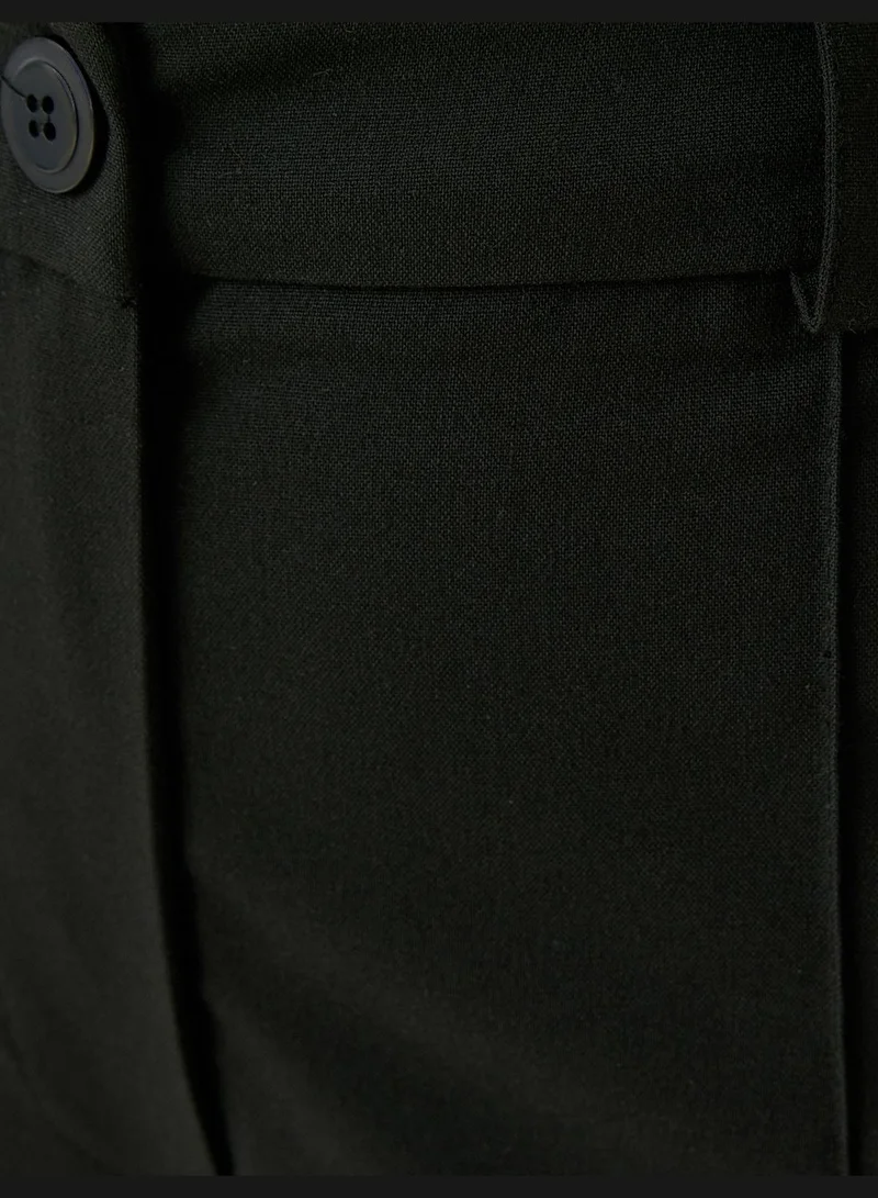 KOTON Ribbed High Waist Wide Leg Trousers