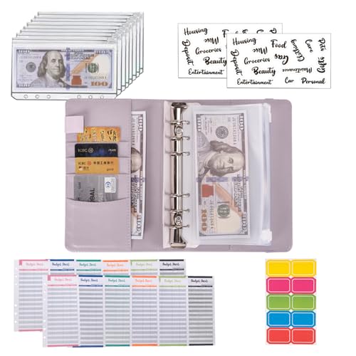 NICOOTHBudget Binder Cash Envelopes A6 Money Saving Binder with Zipper envelopes (A6purple) - Image 4