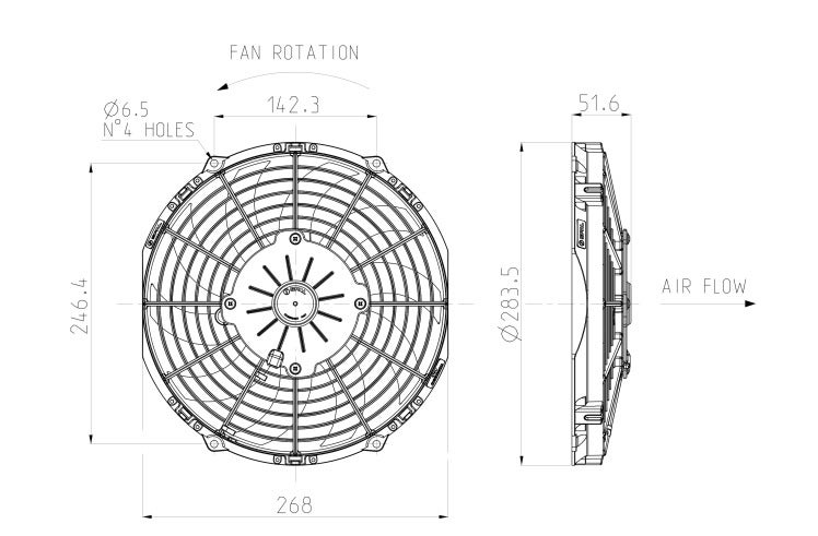SPAL Fan 10x10 Inches Pull S-Blade 12 Volt 255MM Diameter - Image 2