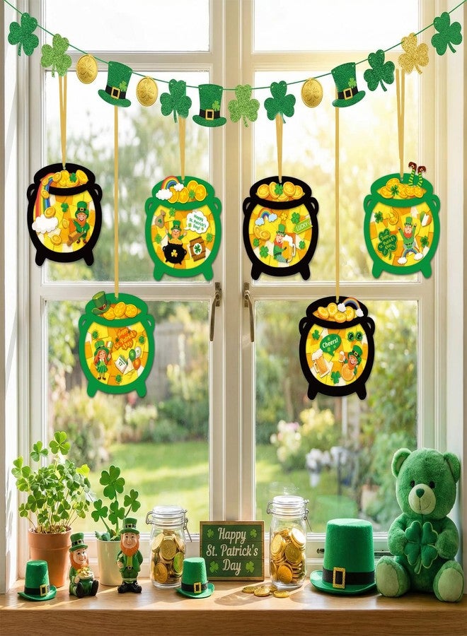 Funrous 48 Set St Patricks Day Crafts Kit- DIY Pot of Gold Suncatchers Leprechaun Gold Coin Paper Craft St. Patrick's Day Decorations Irish Lucky Shamrock Ornaments for Classroom Activity Party Favor - Image 4