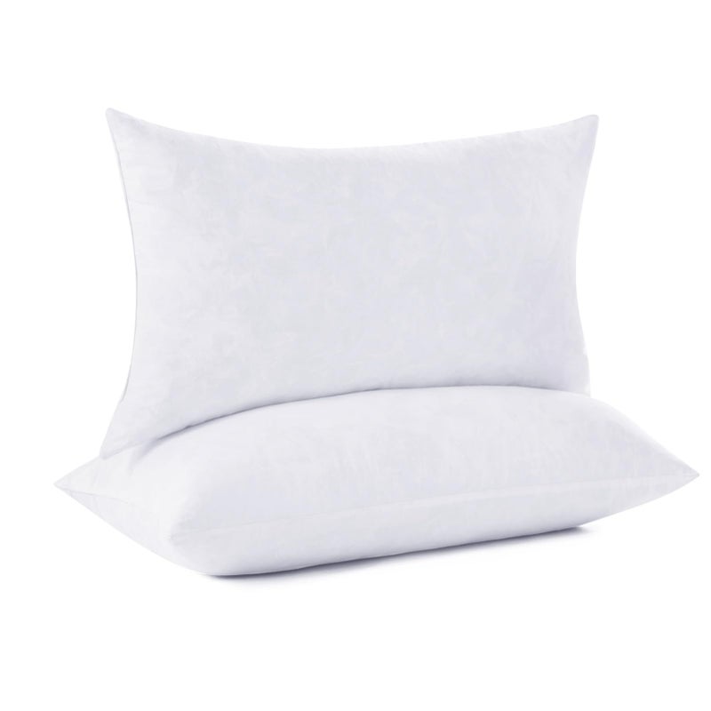 DOWNCOOL 100 Cotton Stuffer Throw Pillow Insert Set of 2 Rectangle Down and Feather Filled Decorative Bed Sofa Insert 12x24 Inch White
