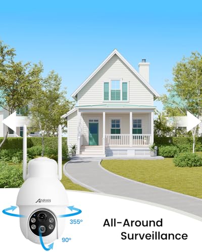 ANRAN 2K Solar Security Camera Wireless Outdoor, 2 Pack Battery-Powered WiFi Camera with 360° PTZ for Home Security, PIR Motion Detection, 3MP Color Night Vision, Two-Way Audio, Alexa Compatible - Image 2