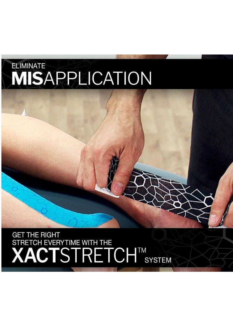 TheraBand 2 Piece Kinesiology Tape Waterproof Physio Tape for Pain Relief Muscle and Joint Support, Standard Roll with Xact Stretch Application Indicators ( Blue + Black ) - Image 3