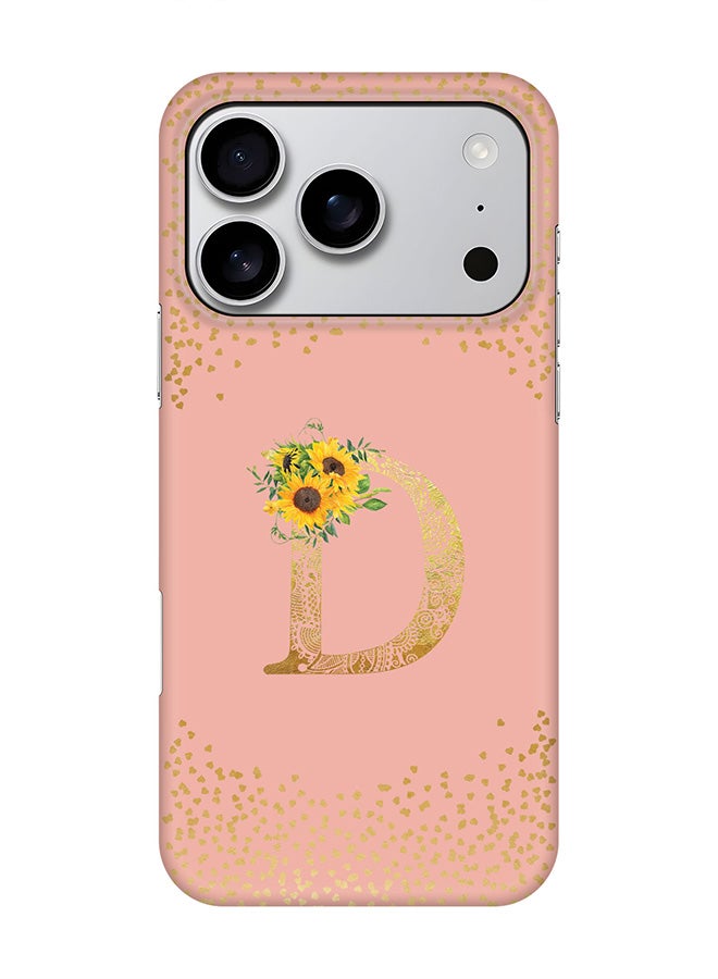 Stylizedd For iPhone 17 Pro,Case, [Compatible with MagSafe] Magnetic cover Slim fit Protection Matte, - Custom Floral Monogram - D  (Rose Pink )