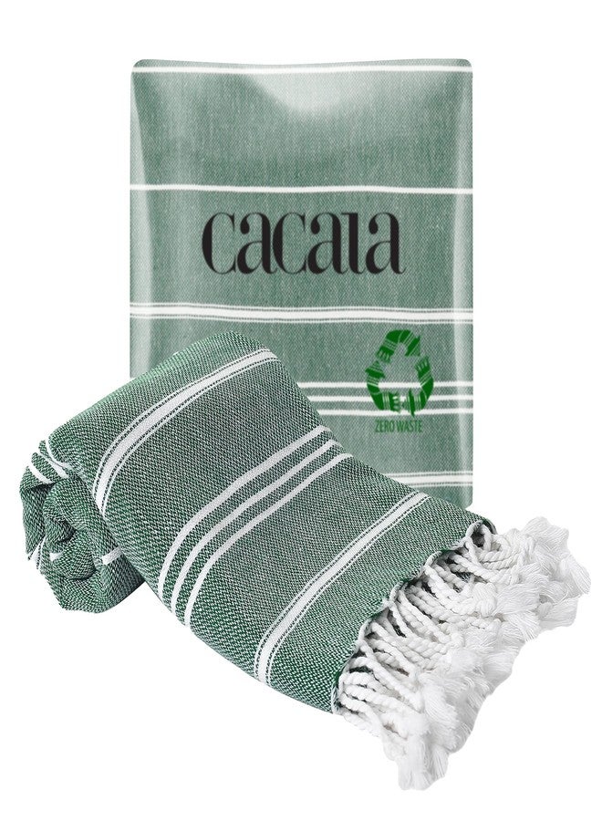 Cacala 100% Turkish Cotton Kitchen Tea Towels, Highly Absorbent Luxury Soft Quick Drying Dish Towel with Hanging Loop for Gym, Yoga, Bath, Sports, Cleaning and Kitchen (23 x 36), Army Green - Image 1