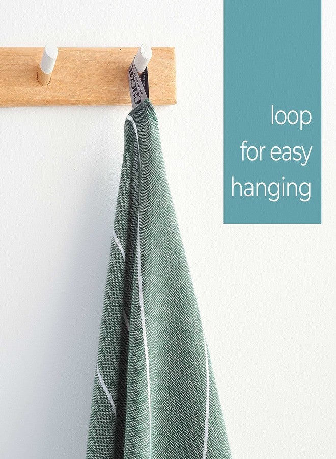 Cacala 100% Turkish Cotton Kitchen Tea Towels, Highly Absorbent Luxury Soft Quick Drying Dish Towel with Hanging Loop for Gym, Yoga, Bath, Sports, Cleaning and Kitchen (23 x 36), Army Green - Image 3