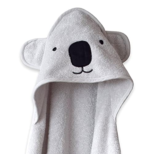 Masilo 100% Cotton Hooded Towel/Ideal for Babies 0-18months / Luxurious and Super Absorbent Baby Towel/Infant to Toddler Wrap Towel with Hood/Soft, Lightweight and Breathable/Koala/Grey - Image 1