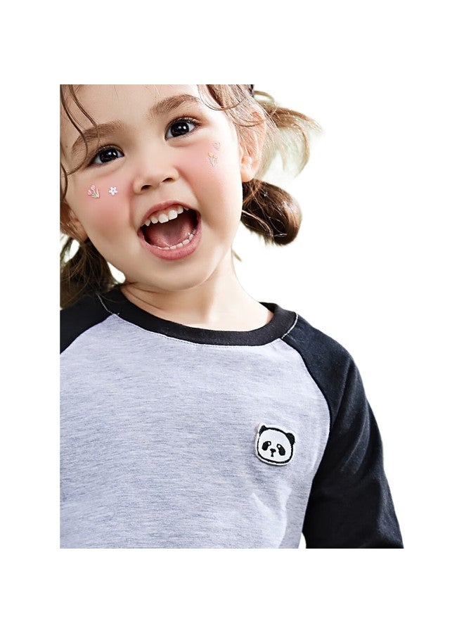 Ask Junior Girls' Outfit Autumn Collection, Toddler Color-Block Cartoon T-Shirt And Sports Pants Two-Piece Set, Black, Size 120 - Image 3