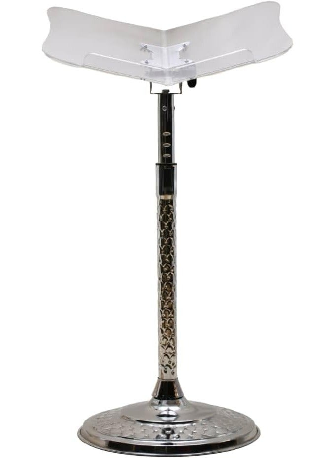 REBENUO Silver Acrylic Quran Holder with Metal Base - Image 1