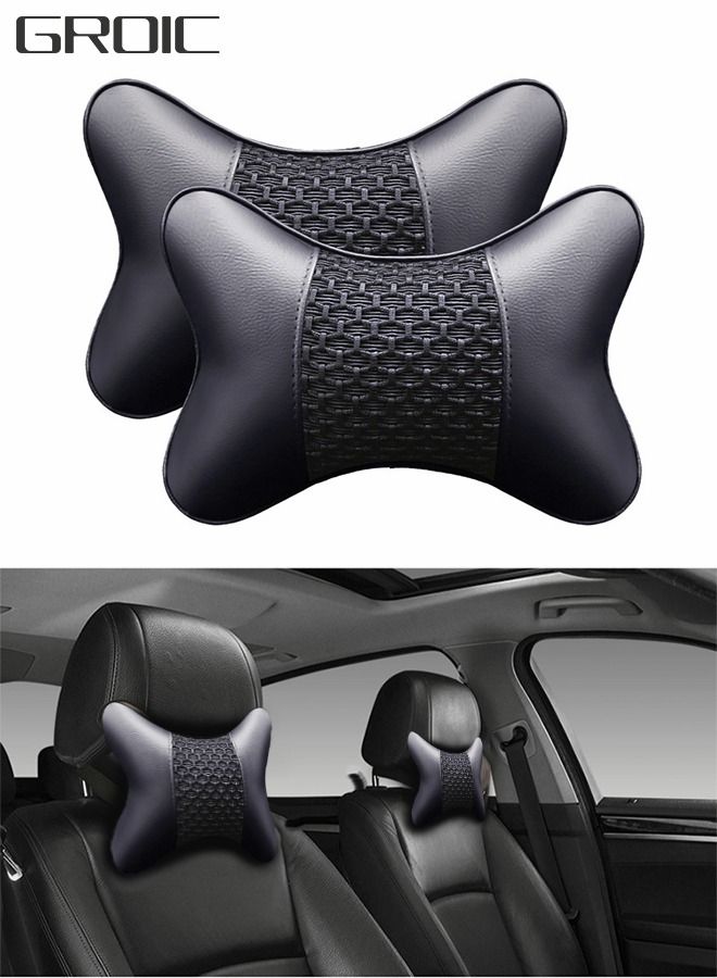 Car Neck Pillows,Pu Leather 2pieces Pack Headrest Fit for Most Cars,Neck Rest Cushions, Relaxing Neck Support headrests,Automotive Interior