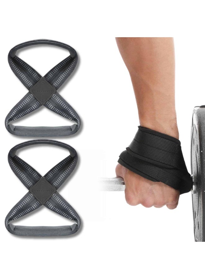 Aideli 2PCS Figure 8 Weight Lifting Straps, Non-Slip Wrist Support Straps for Deadlift, Powerlifting, Bodybuilding, Gym Workout & Fitness Training for Men and Women - Image 2