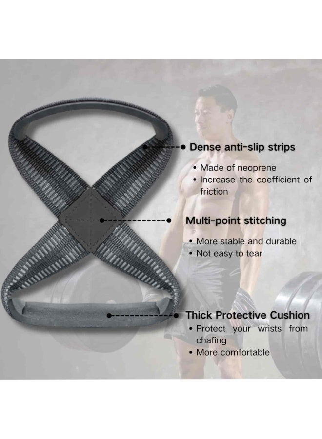 Aideli 2PCS Figure 8 Weight Lifting Straps, Non-Slip Wrist Support Straps for Deadlift, Powerlifting, Bodybuilding, Gym Workout & Fitness Training for Men and Women - Image 5