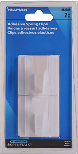 Hardware Essentials 852987 Spring Clip Hook White Adhesive Backed 2-Pack - Image 2