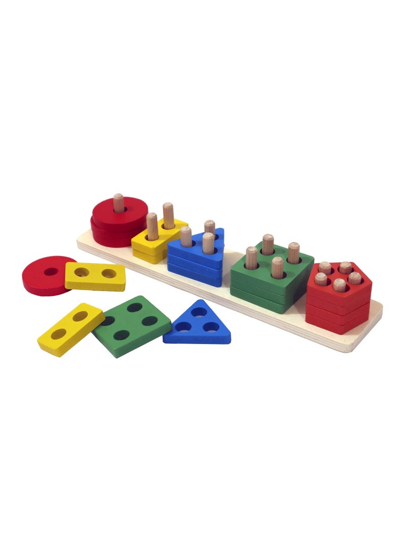 جريزلي ألعاب تعليمية وتعليمية ذات شكل هندسي خشبي مطابق لـ 5 أعمدة - Image 2